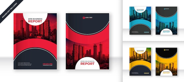 Red annual report and book cover design template