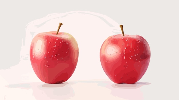 Vector red apple in 3d vector style illustration