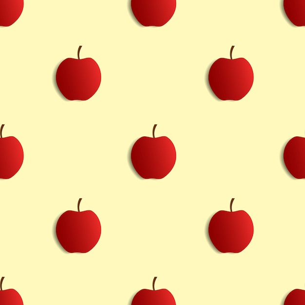 Red apple fruit graphic vector designyellow background seamless pattern design for wallpaper backdrop cover print design and your design needs