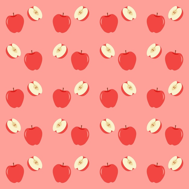 Red apple fruit pattern cute vector illustration background wallpaper