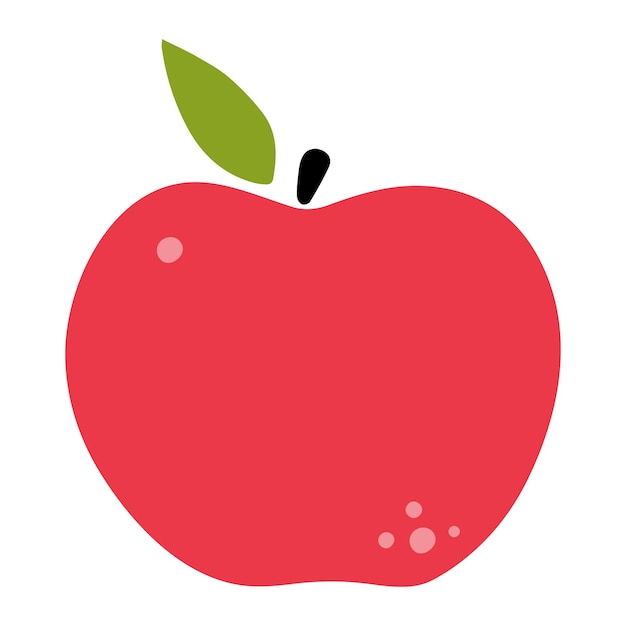 Red apple. Hand-drawn fruit. Flat style illustration