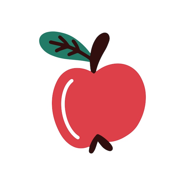 Red apple isolated on a white backgroundHanddrawn vector illustration