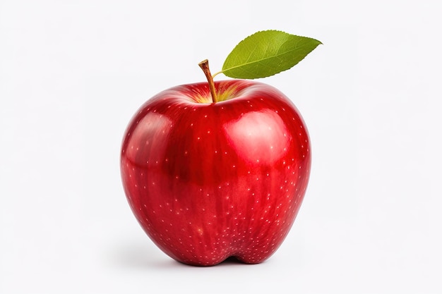 Vector a red apple with a green leaf on it