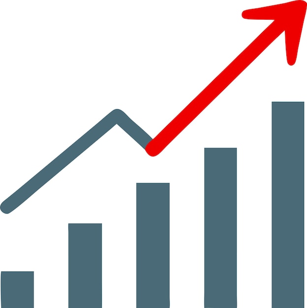 a red arrow pointing up with a graph that says  financial growth