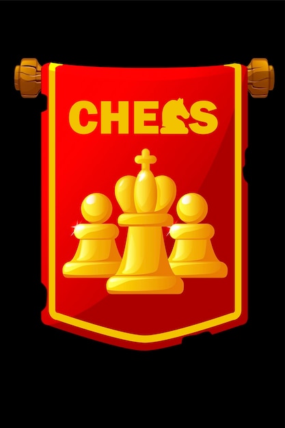 Red award pennant for game design with chess pieces Chess award icon