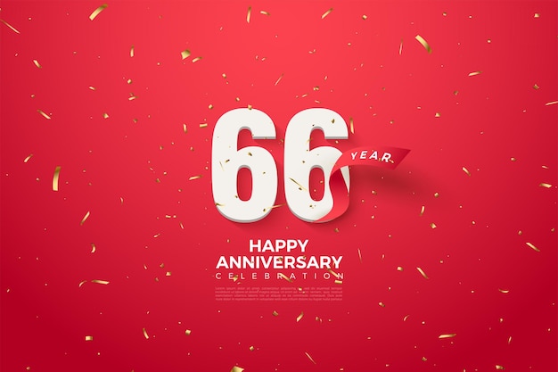 red background and gold foil on 66th anniversary.