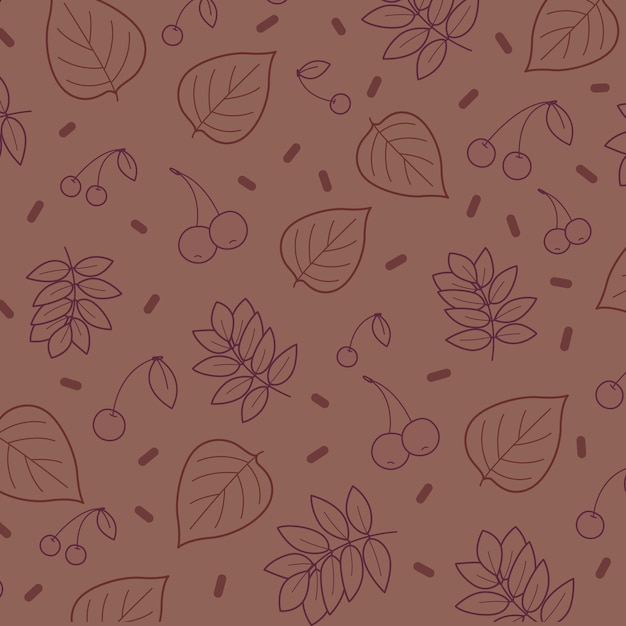 Red background with many autumn foliage Vector