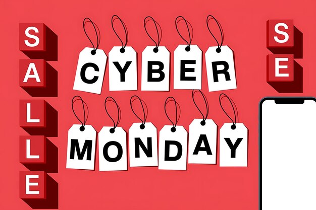 Vector a red background with the words cyber monday on it