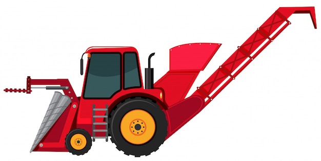 Vector a red backhoe on white background