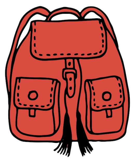 Red backpack icon School bag Hiking symbol