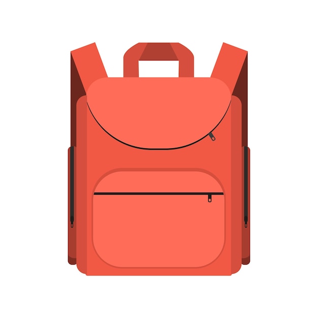 Red backpack isolated on white background Bag for school vector illustration in flat design