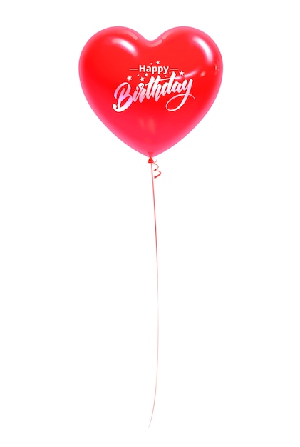 Red ball in the shape of a heart with the inscription Happy Birthday