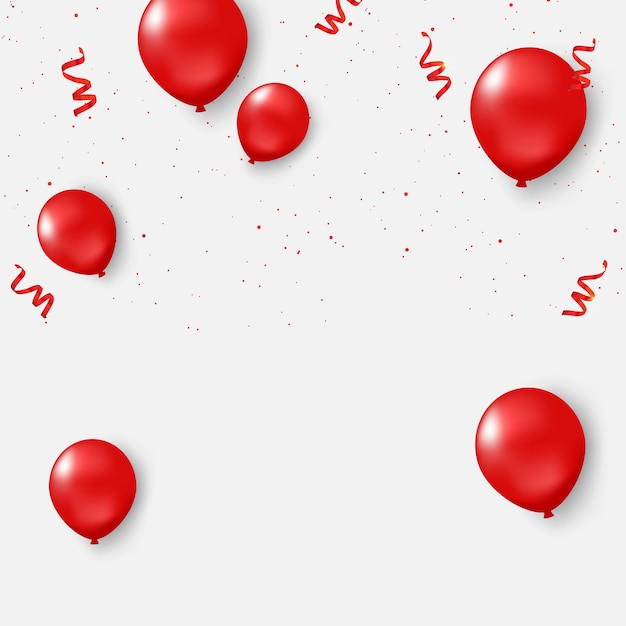 Red balloons confetti concept design