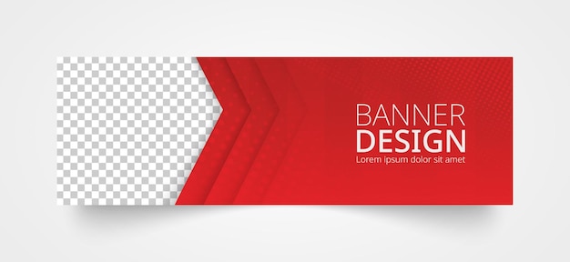 Vector red banner design with place for your photo