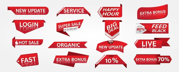 red banner promotion tag design for marketing