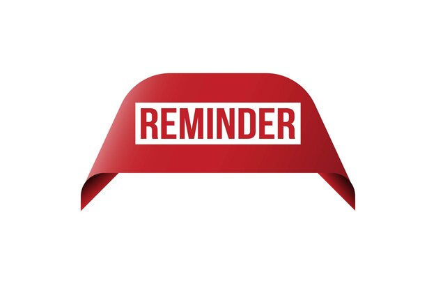 Vector red banner reminder on white background