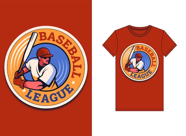 Vector a red baseball league shirt and a red shirt with a baseball logo on it.