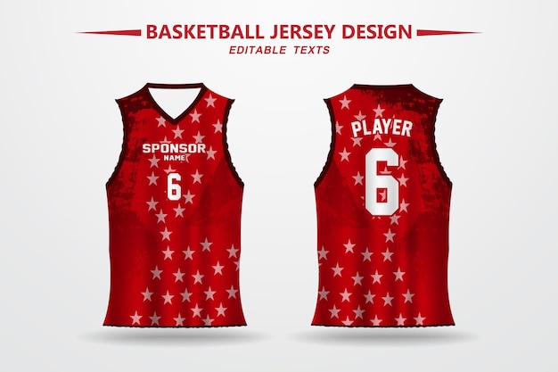 Red Basketball jersey design and template