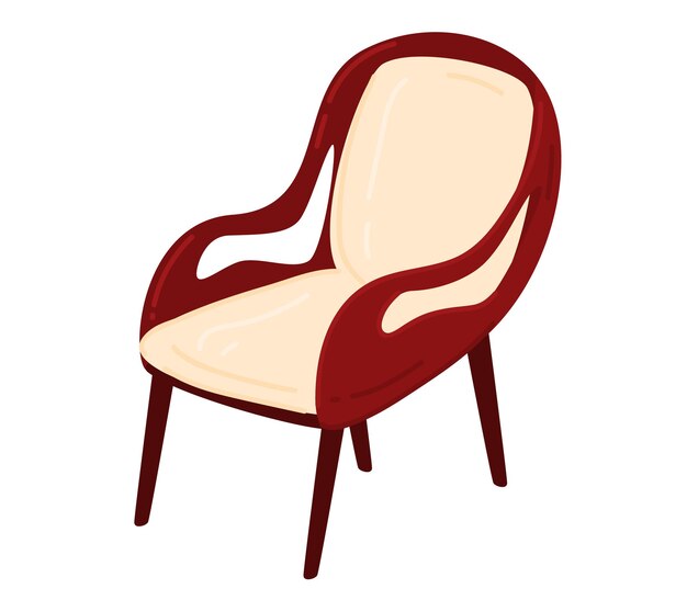 Red and beige modern armchair illustration elegant furniture home interior design comfortable living