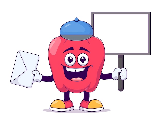 Vector red bell pepper cartoon mascot character