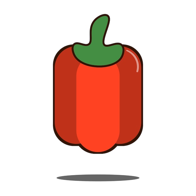 Red bell pepper vegetable icon Flat design Vector Illustration