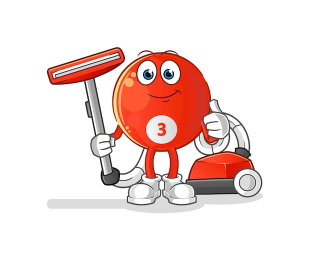 Red billiard ball clean with a vacuum . character vector