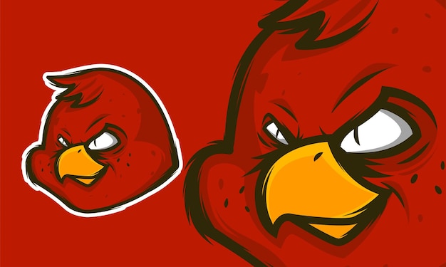 Red bird esport mascot logo Premium Vector illustration