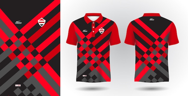 red and black abstract polo sport shirt sublimation jersey template