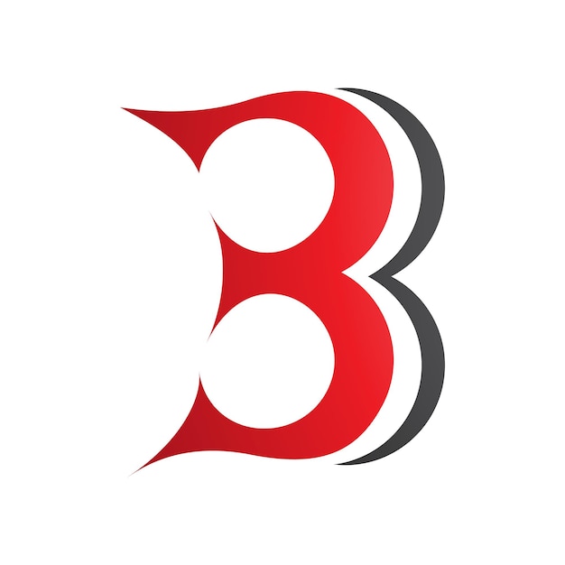 Red and Black Curvy Letter B Icon Resembling Number 3