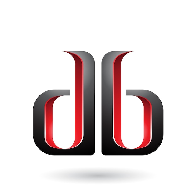 Red and Black Double Sided D and B Letters Vector Illustration