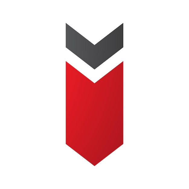 Red and Black Down Facing Arrow Shaped Letter I Icon