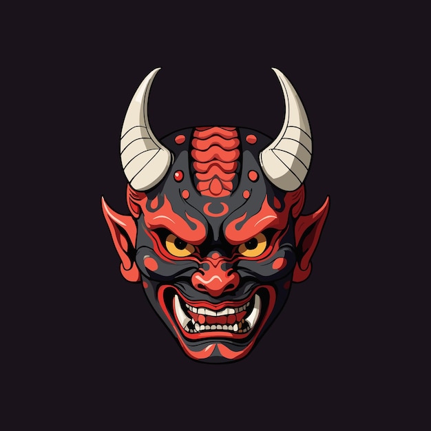 Red and Black Hannya Mask Vector