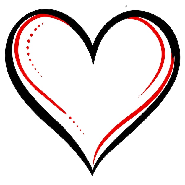 Vector a red and black heart with a white and black border