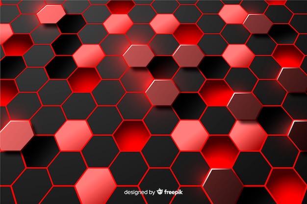 Vector red and black hexagon abstract background