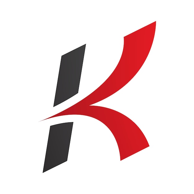 Red and Black Italic Arrow Shaped Letter K Icon