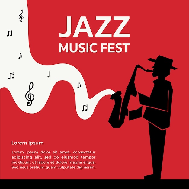 Red and black jazz music fest background template design