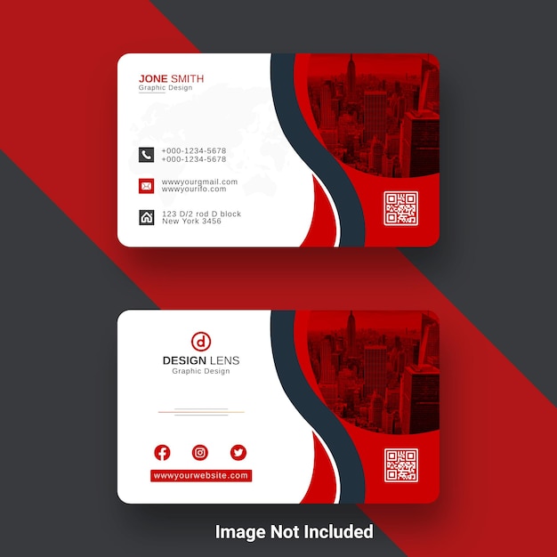 Red Black Modern Creative Editable Business Card Template