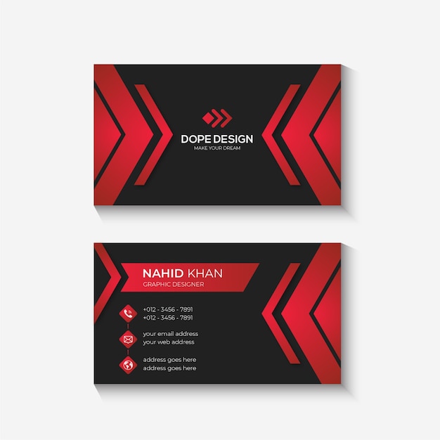 Red and black Modern professional creative business card template