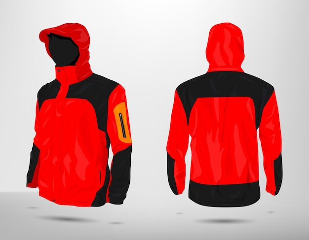 red black mountain jacket mockup front and back view