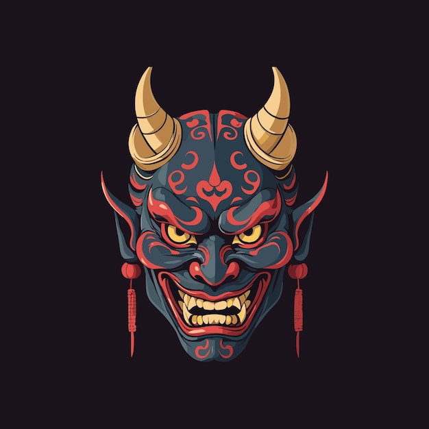 Red and Black Samurai Hannya Mask