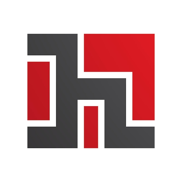 Red and Black Square Shaped Letter H Icon