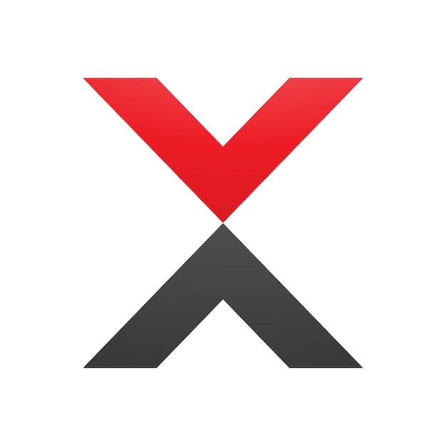 Red and Black V Shaped Letter X Icon