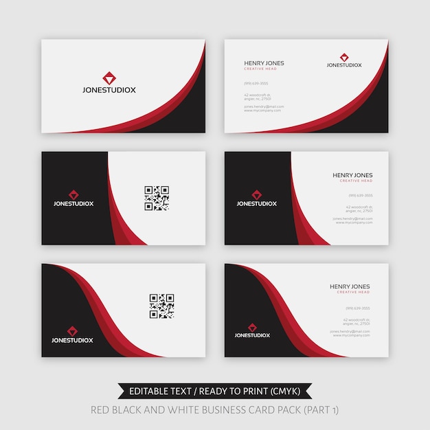 Red black and white business card pack part 1