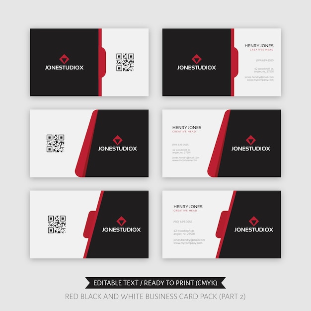 Red Black and white business card pack part 2