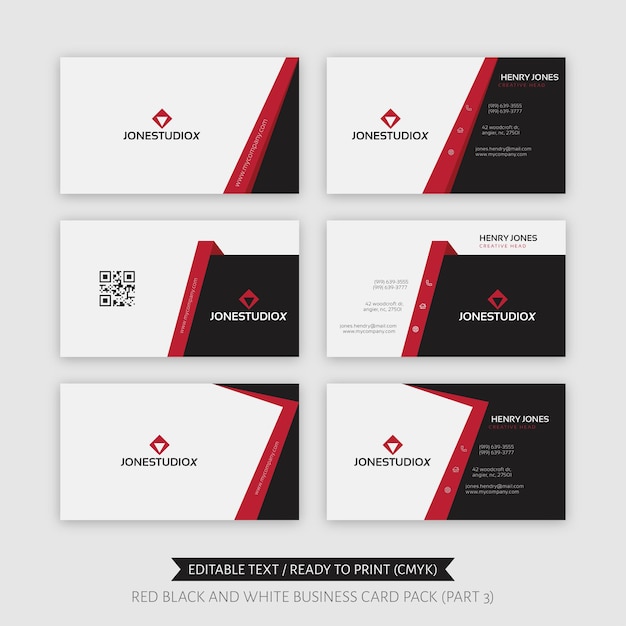 Red black and white business card pack part 3