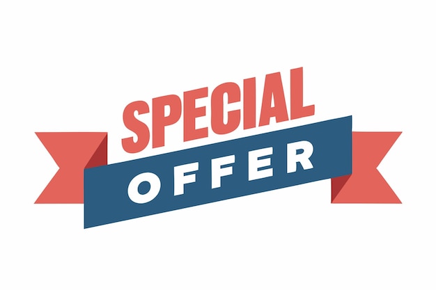 a red and blue banner that says special offer