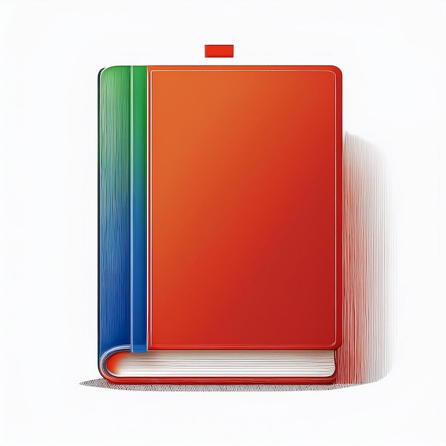 Vector a red and blue book with a blue and green spine