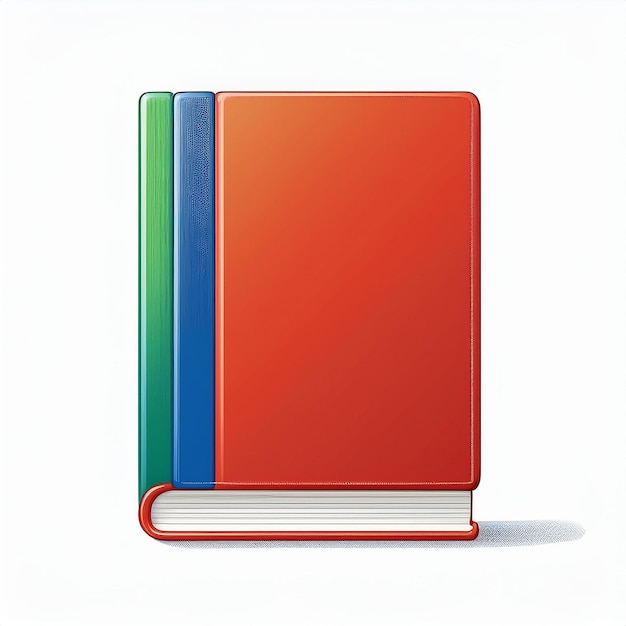 a red and blue book with a blue and green spine