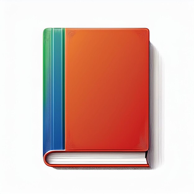 a red and blue book with a blue and green stripe on the cover