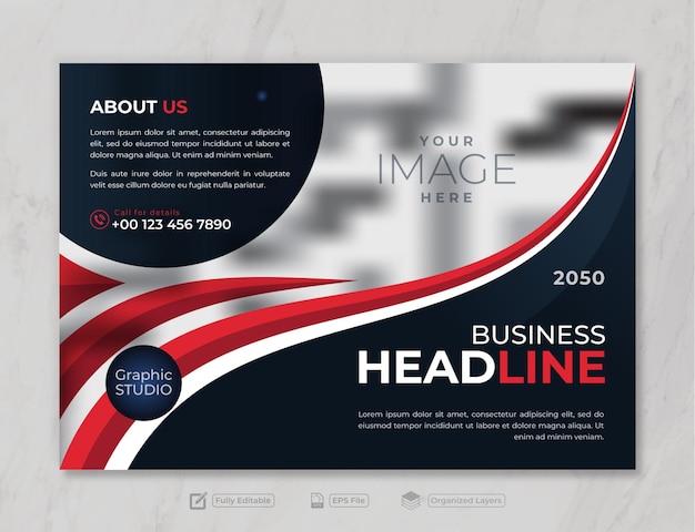 Red and Blue business flyer brochure presentation wavy style